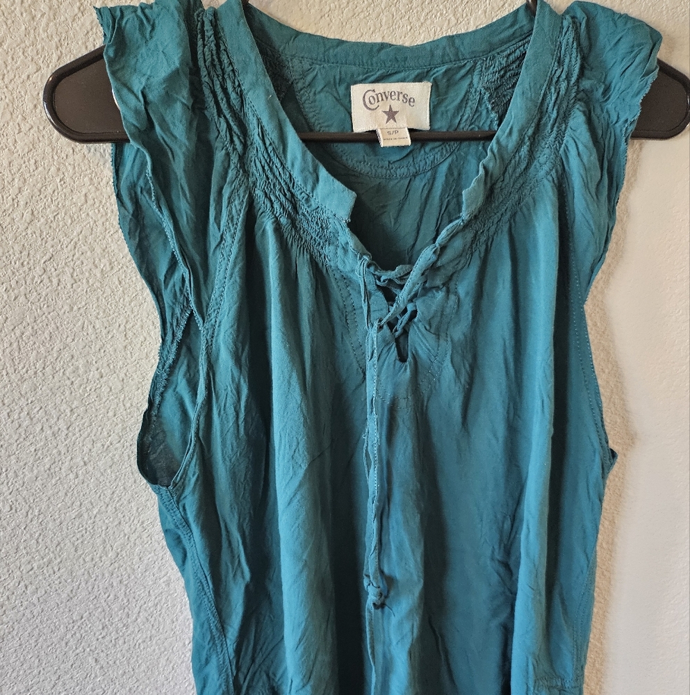 Converse Turquoise Lace-Up Tank Top